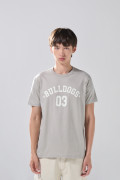 Camiseta cuello redondo gris medio con arte college blanco
