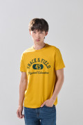 Camiseta en algodón amarilla manga corta con arte college
