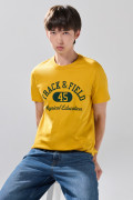 Camiseta en algodón amarilla manga corta con arte college
