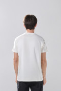 Camiseta cuello redondo en algodón crema con texto college
