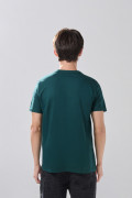 Camiseta cuello redondo verde en algodón con arte college

