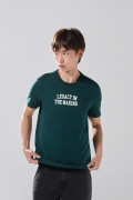Camiseta verde oscura manga corta en algodón college
