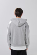 Buzo gris medio oversize con capota y cremallera
