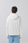 Buzo con capota crema claro oversize y diseño college
