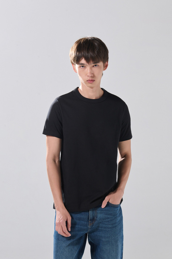 Camiseta infaltables cuello redondo unicolor en algodón
