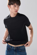 Camiseta infaltables cuello redondo unicolor en algodón
