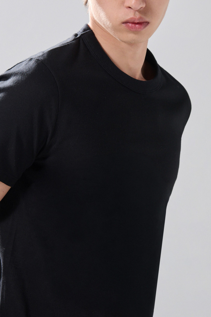 Camiseta infaltables cuello redondo unicolor en algodón
