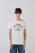 Camiseta crema clara college deportiva con manga corta
