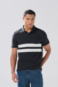 Camiseta polo unicolor de Boho Club con texturas y franjas
