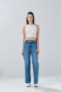 Jean 90´S infaltables azul medio con tiro alto
