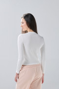 Camiseta ajustada en rib unicolor con manga larga