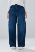 Jean baggy infaltables azul oscuro bota ancha con tiro medio
