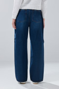 Jean baggy infaltables azul oscuro bota ancha con tiro medio
