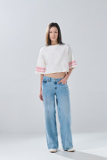 Jean open leg infaltables azul claro bota ancha con tiro bajo
