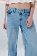 Jean open leg infaltables azul claro bota ancha con tiro bajo
