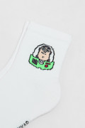 Medias cortas cremas claras con bordado de Toy Story
