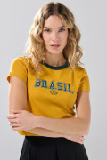 Camiseta amarilla college de Fan Edition con cuello redondo