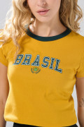 Camiseta amarilla college de Fan Edition con cuello redondo