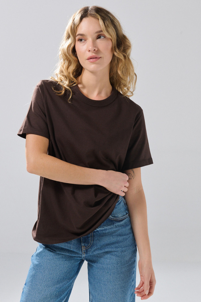 Camiseta en algodón infaltables unicolor manga corta
