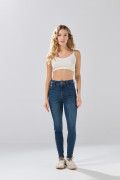 Jean súper skinny azul oscuro infaltables con 5 bolsillos
