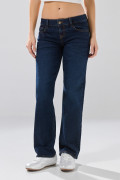Jean straight leg azul oscuro infaltables con 5 bolsillos
