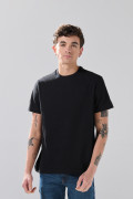 Camiseta unicolor infaltables cuello redondo en algodón
