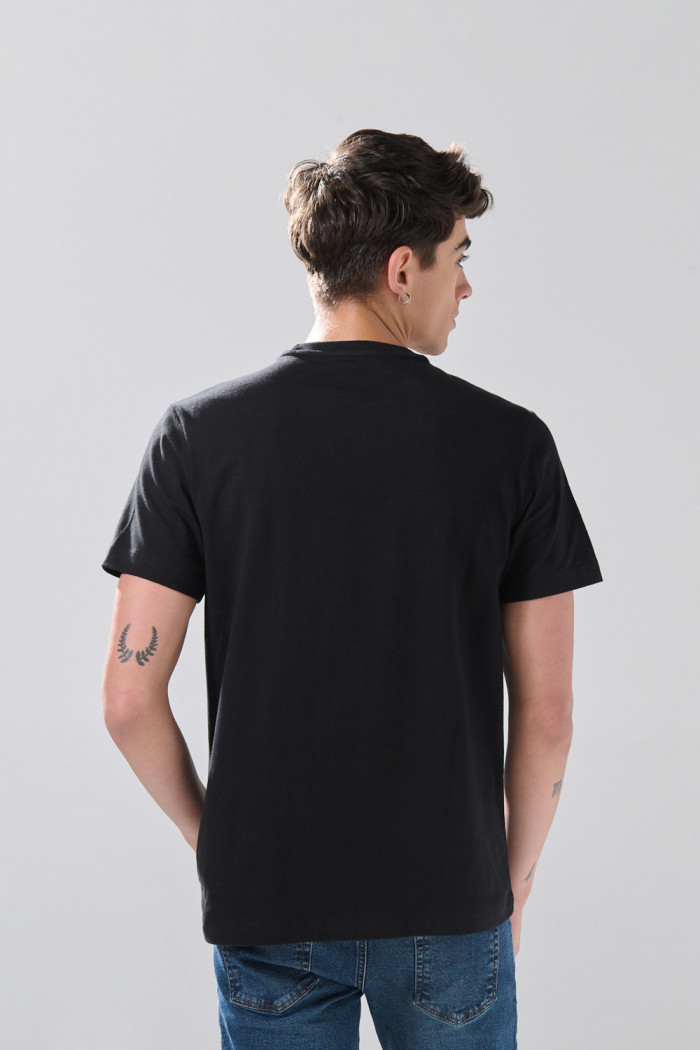 Camiseta unicolor infaltables cuello redondo en algodón
