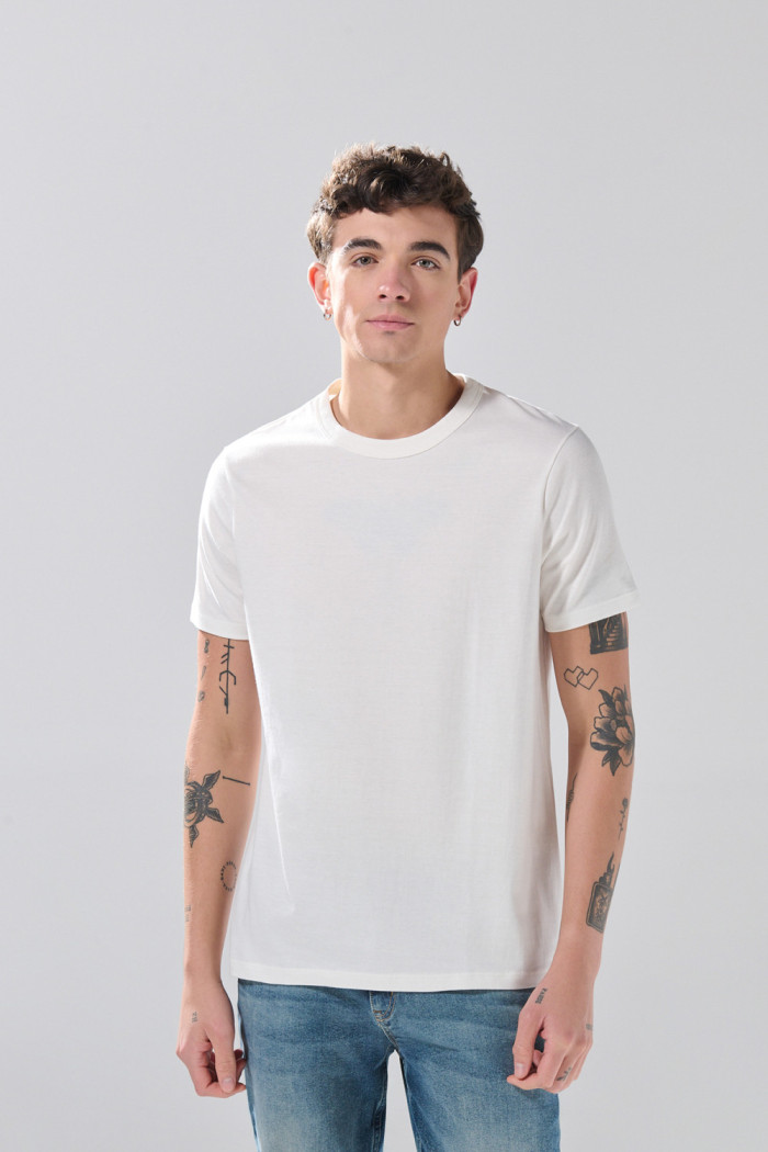 Camiseta infaltables cuello redondo unicolor en algodón

