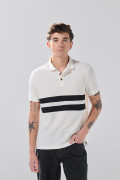 Camiseta polo unicolor de Boho Club con texturas y franjas
