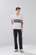 Camiseta polo unicolor de Boho Club con texturas y franjas
