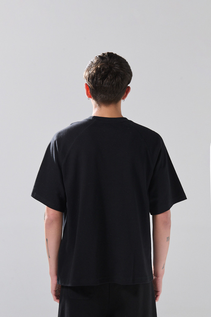 Camiseta en algodón con manga ranglan corta unicolor
