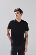 Camiseta en algodón ajustada cuello redondo unicolor
