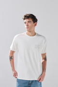 Camiseta cuello redondo crema en algodón con arte college
