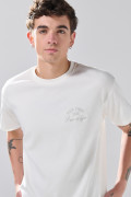 Camiseta cuello redondo crema en algodón con arte college
