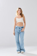 Jean bota ancha baggy  infaltables azul con tiro medio
