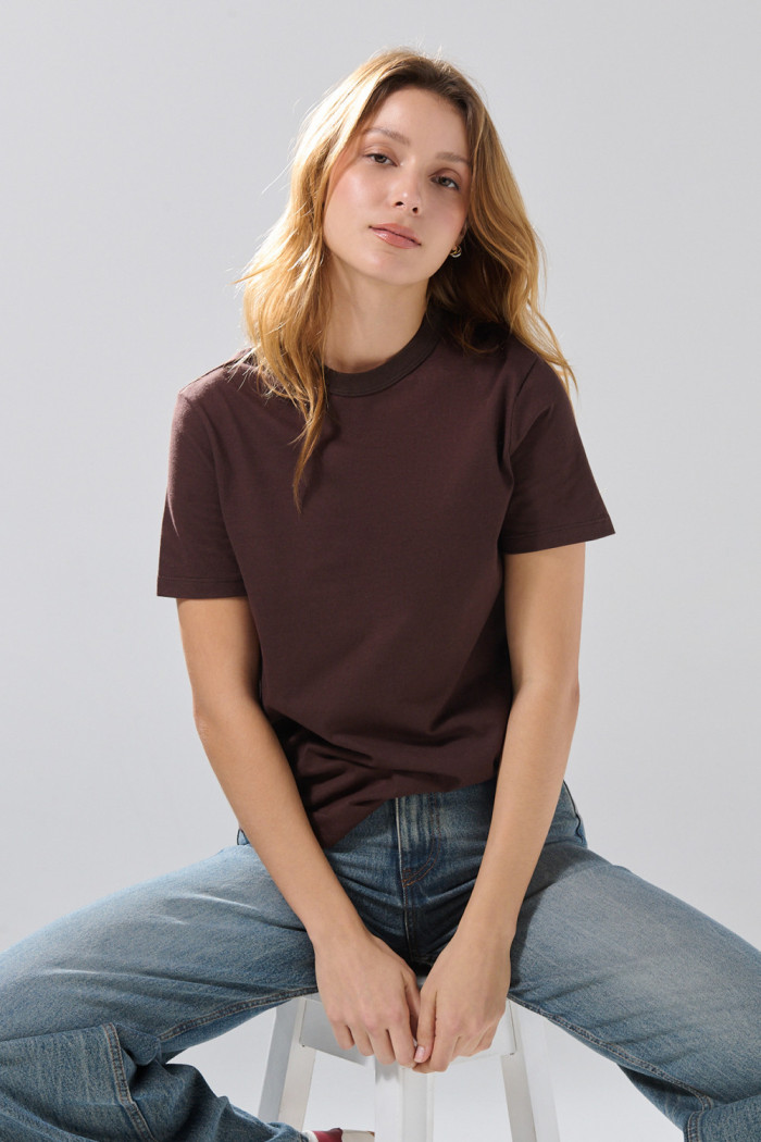 Camiseta infaltables en algodón unicolor con manga corta
