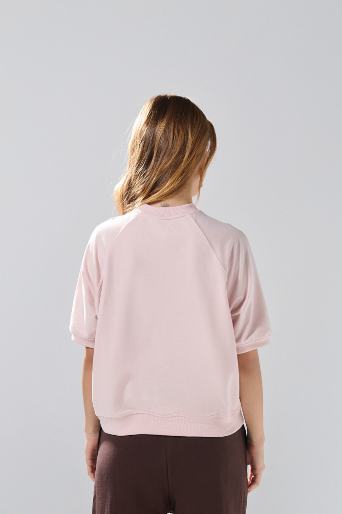 Camiseta manga ranglan corta unicolor oversize
