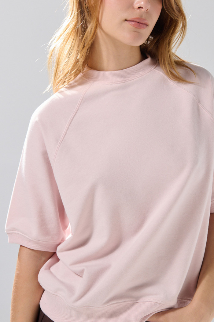 Camiseta manga ranglan corta unicolor oversize
