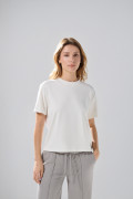 Camiseta en tela suave manga corta unicolor holgada
