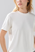 Camiseta en tela suave manga corta unicolor holgada
