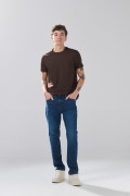 Jean straight leg infaltables azul bota recta con tiro bajo
