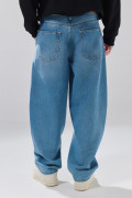 Jean balloon bota ancha azul claro con 5 bolsillos
