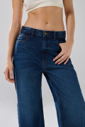Jean infaltables baggy azul oscuro con bolsillos y bota ancha
