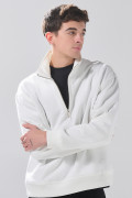 Buzo cuello alto oversize unicolor con cremallera
