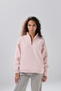Buzo oversize cuello sport unicolor con cremallera
