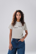 Camiseta gris en algodón manga corta con arte college
