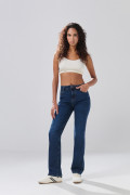 Jean infaltables azul oscuro straight leg con tiro alto

