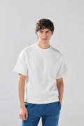 Camiseta en algodón con manga ranglan corta unicolor

