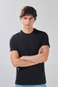 Camiseta en algodón infaltables unicolor con cuello redondo
