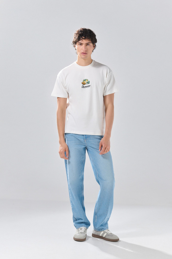 Jean baggy azul claro infaltables bota ancha con tiro medio
